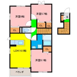 エトワール沖洲Bの物件間取画像